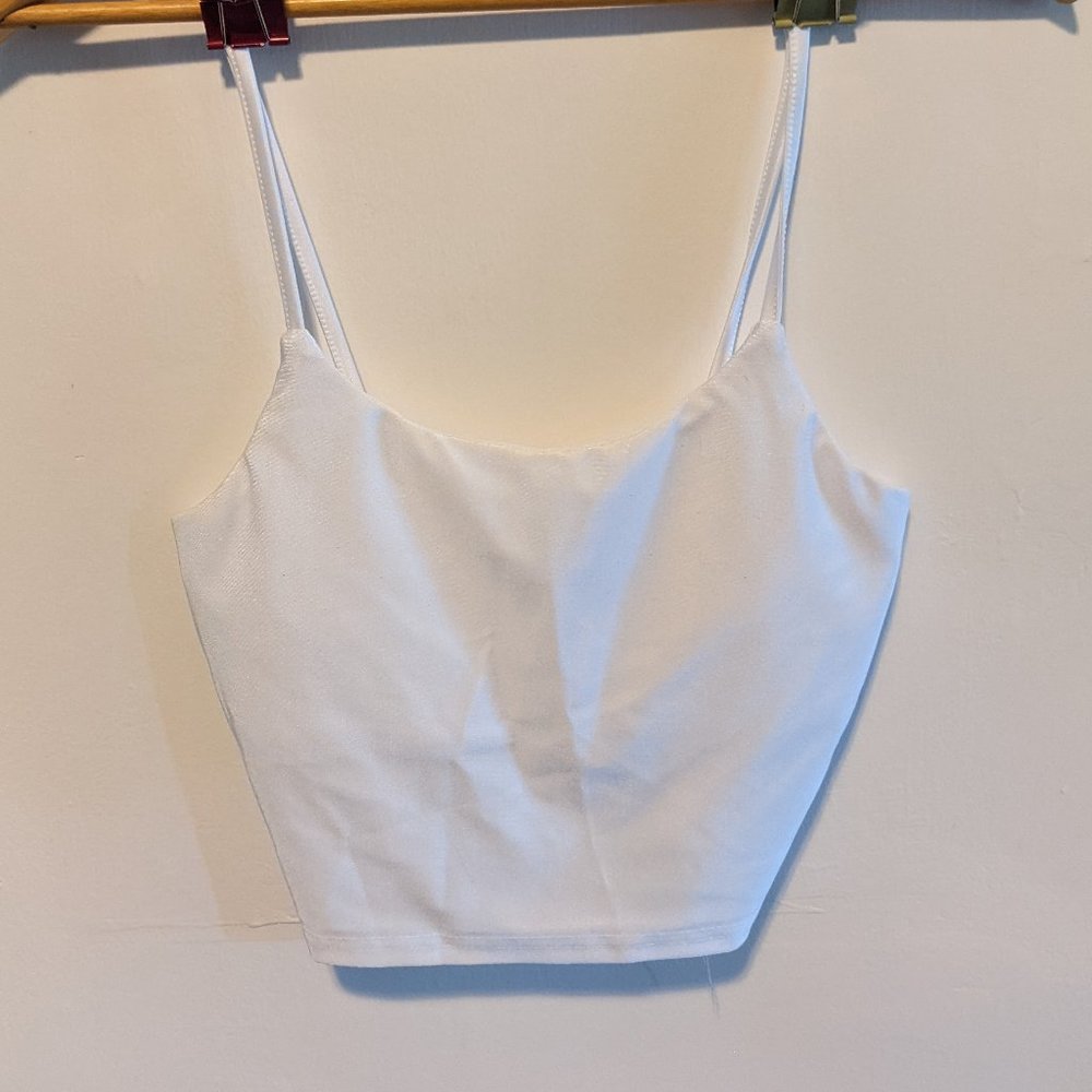 Simple white bralette crop tank